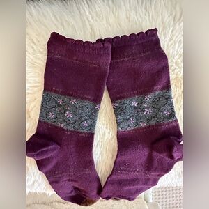 Women’s Purple and Gray Patterned Gold  Toe Socks